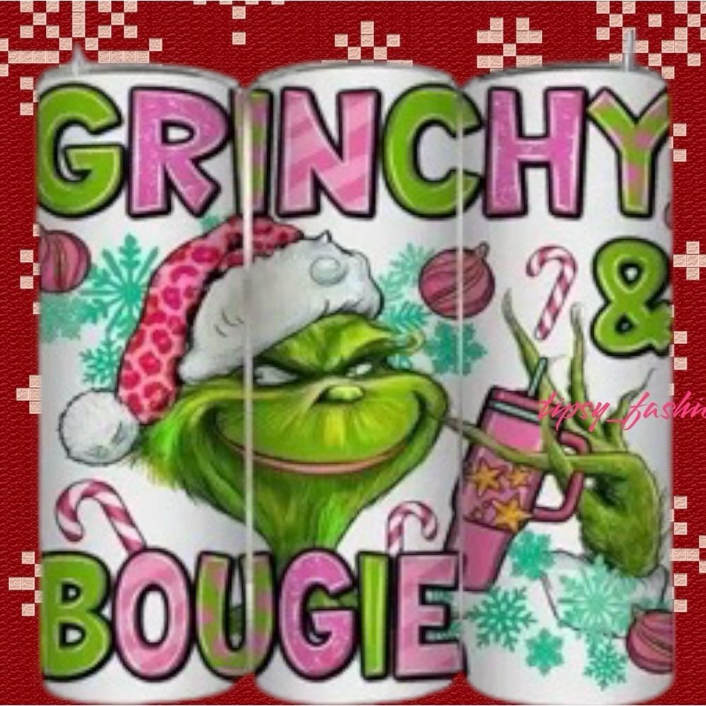 Grinchy & Bougie Christmas 20oz Tumbler Grinch NEW